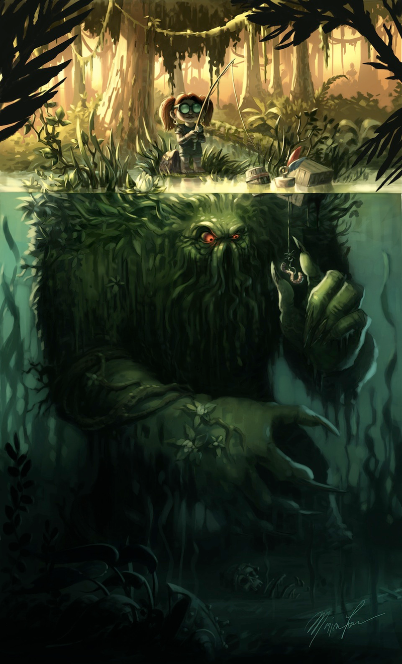 Illustration for article titled Concept Art Writing Prompt: Creepy little girl goes fishing for monsters